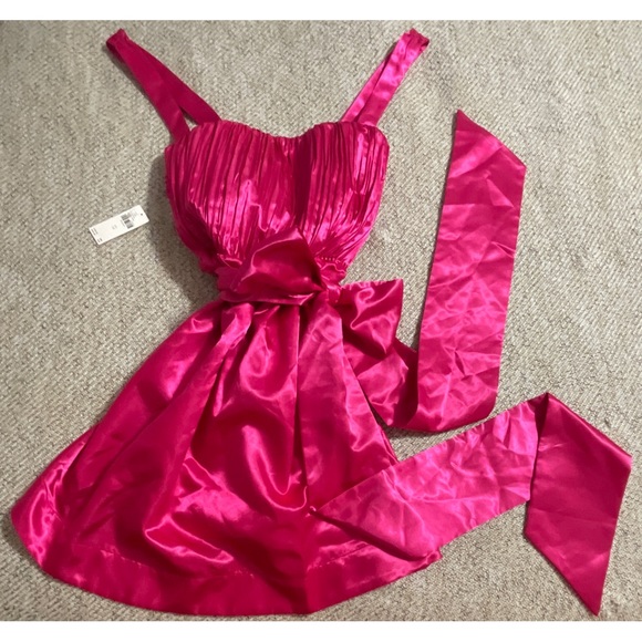 Anthropologie Bow-Tie Satin Mini Dress NWT SZ 14 - Picture 5 of 13